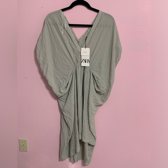 ZARA Asymmetrical Sheer Gray Dress XS - Picture 2 of 12